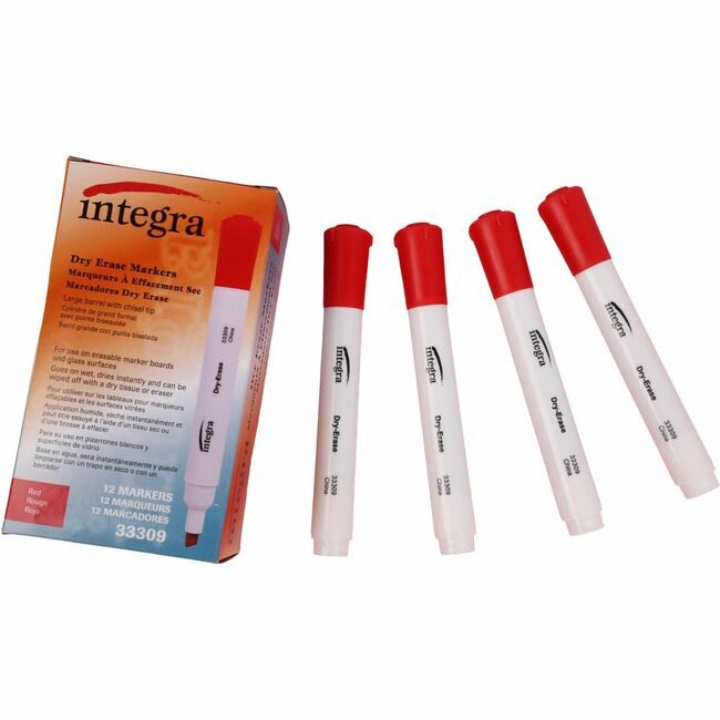 Integra Marker Dryerase Chisel Red ITA33309