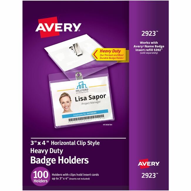 Avery Products Corporation Holder Badge Clip Horz 4X3 AVE2923