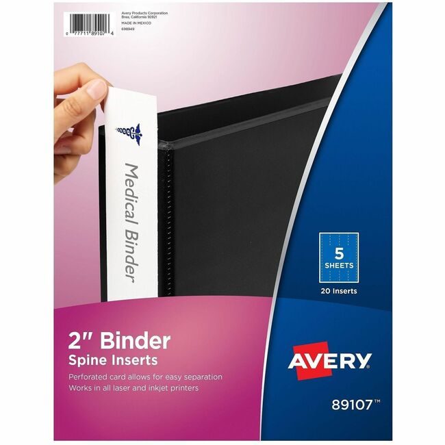Avery Products Corporation Inserts Spine Binder We 2" AVE89107