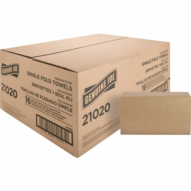 Genuine Joe Towel Snglfld Natural 250/PK GJO21020