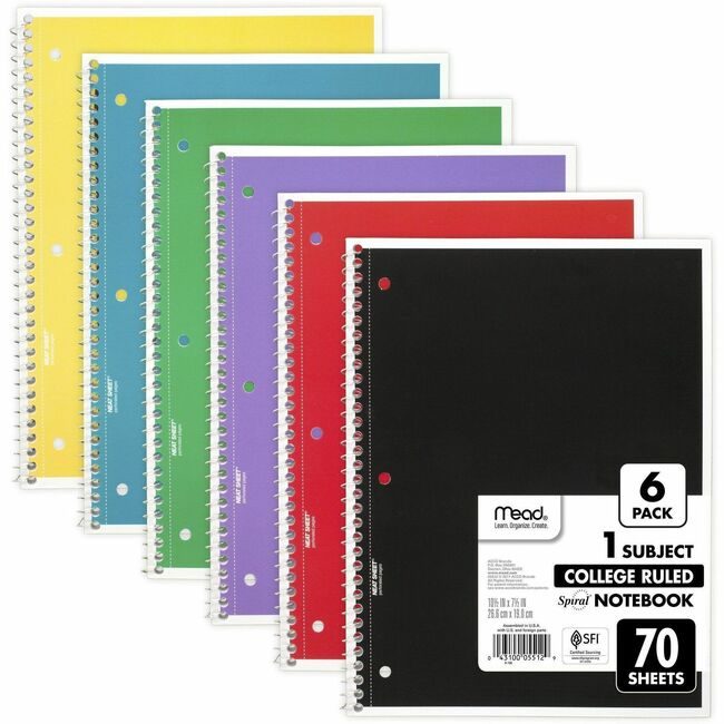 ACCO Brands Mead / Five Star Notebook 70SHTS 6/PK Assorted MEA73065