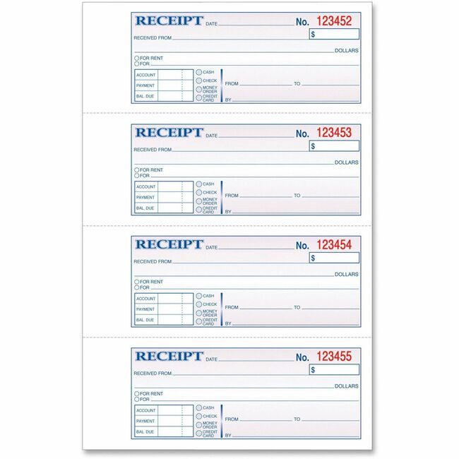 TOPS Products Book Receipt 2PT 4 PER PAGE TOP46806