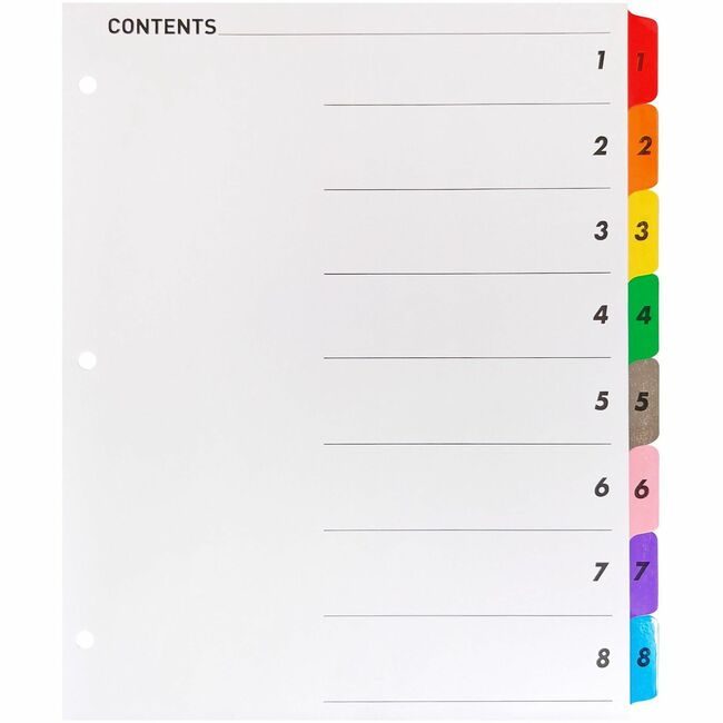 Business Source Dividers Index Toc 1-8 Mlti BSN21901