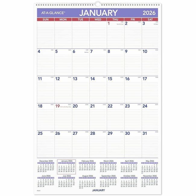 ACCO Brands AT-A-GLANCE Calendar Wall Monthly 20X30 AAGPM4-28