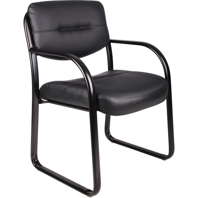 Boss Office Products Side Chair Blk Lthr Black BOPVSBO9529