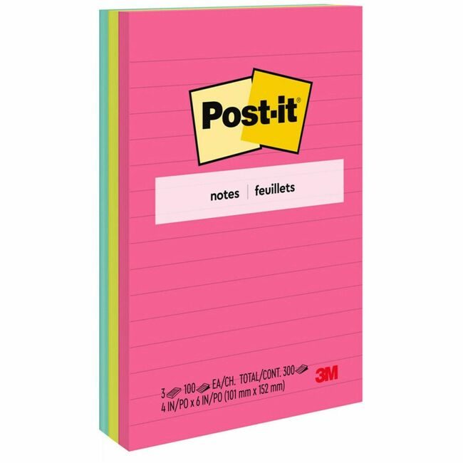 3M Company Note Post-It 4X6 3 Pack Lined MMM660-3AN