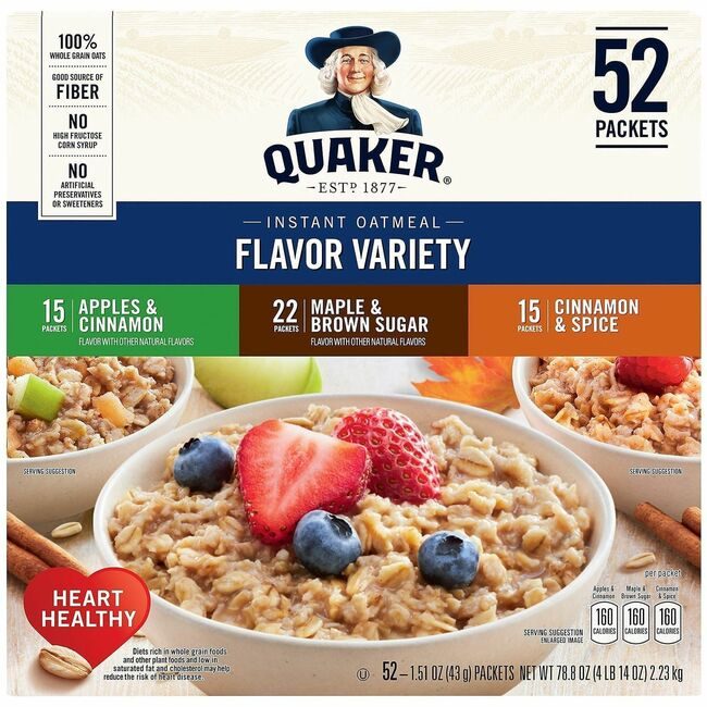 Varies / verify SKU SKU-LEVEL VERIFICATION REQUIRED Food Qukr Oatmeal Vry 52 Count GRR22000482