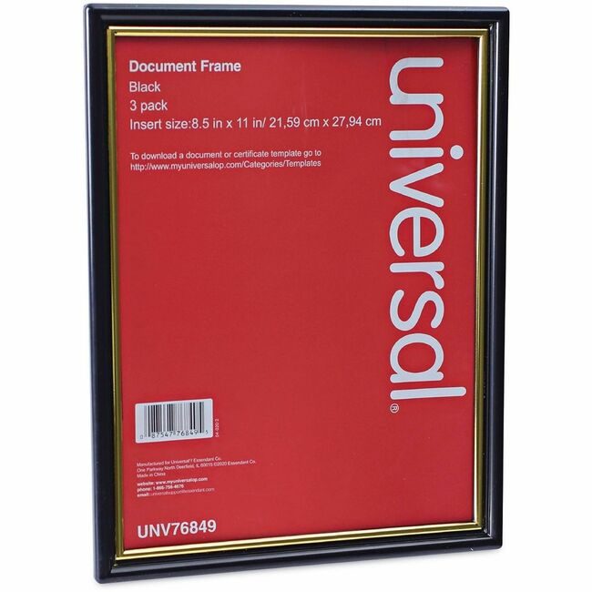 Universal Office Products Frame DOC 8.5X11 3 Pack Black UNV76849