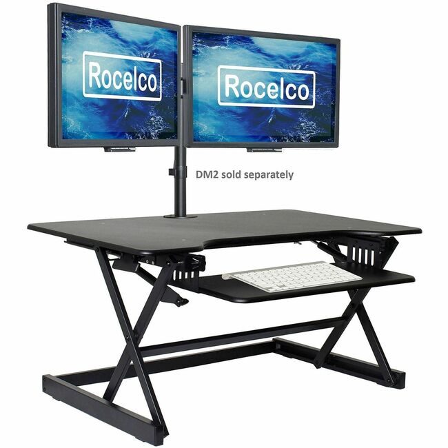 Rocelco Riser Desk Standing 40"W Black RCLRDADRB40