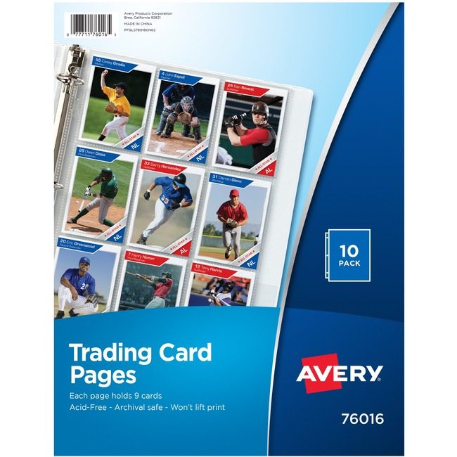 Avery Products Corporation TRADING CARD PAGES 10PK AVE76016