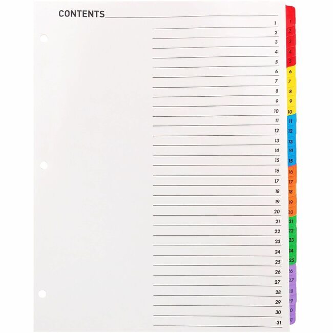 Business Source Dividers Index Toc 1-31 Mlt BSN21907