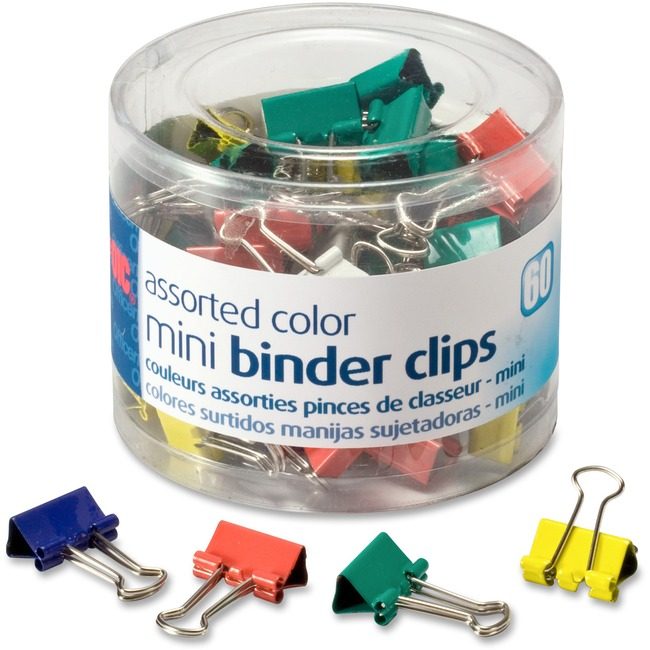 Officemate Clip Binder Mini Assorted 60/TUB OIC31024