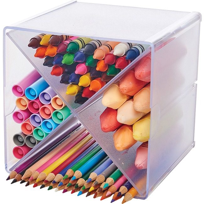 Deflecto Organizer Cube W/Dvdr Clear DEF350201