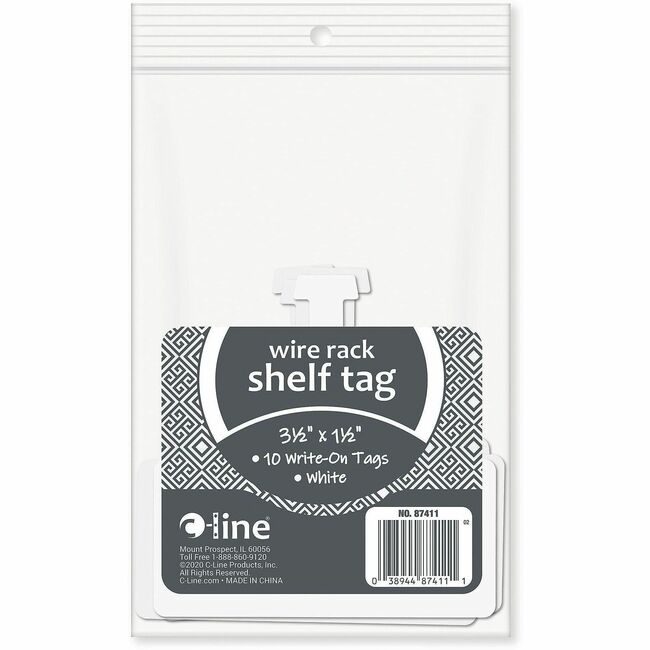 C-Line Products Tag Wire Shelf White 10/PK CLI87411