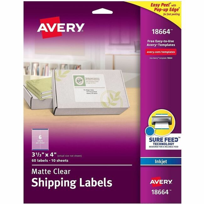 Avery Products Corporation Label 6-UP Ep Ij 60 Pack Clear AVE18664