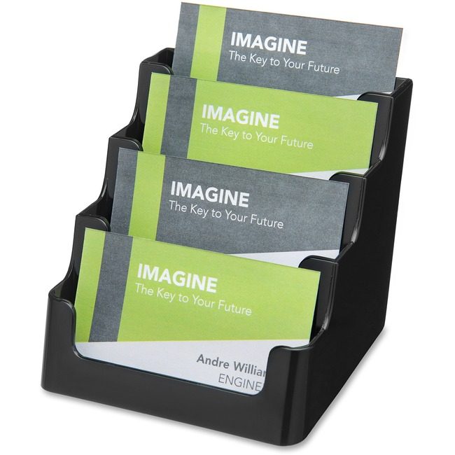 Deflecto Holder 4-TIER Bus Crd Black DEF90404
