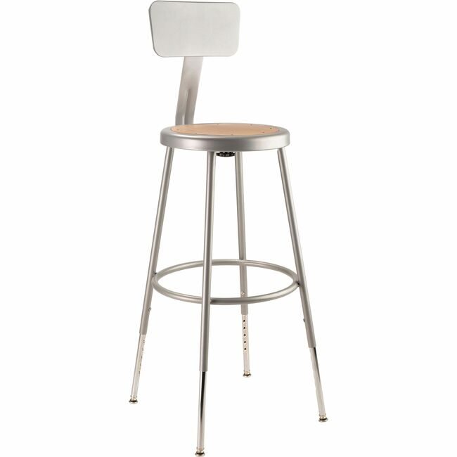 National Public Seating Stool 25-33IN Wood Back Gray NPS6224HB