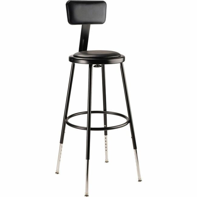National Public Seating Stool 25-33IN Vin Back Black NPS6424HB10
