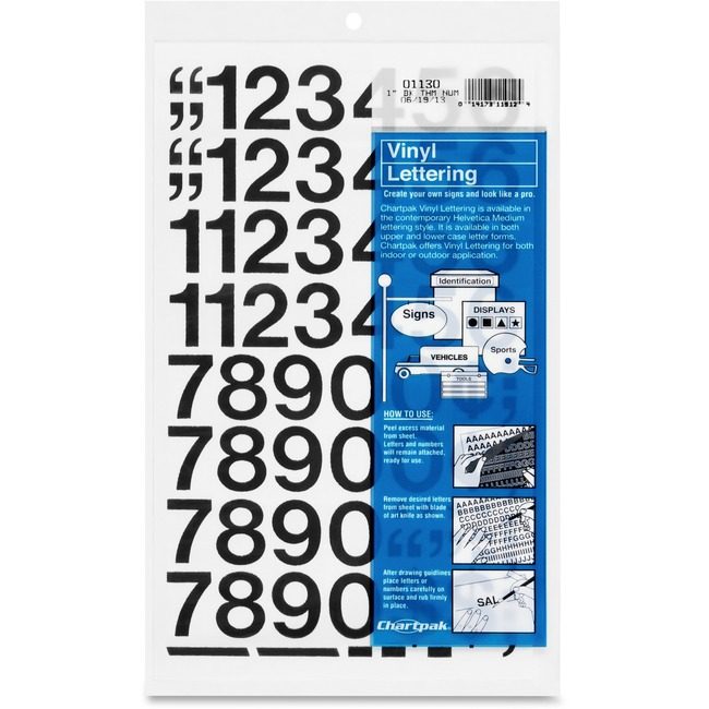Chartpak Numbers Vnyl Hlvcta 1" Black CHA01130