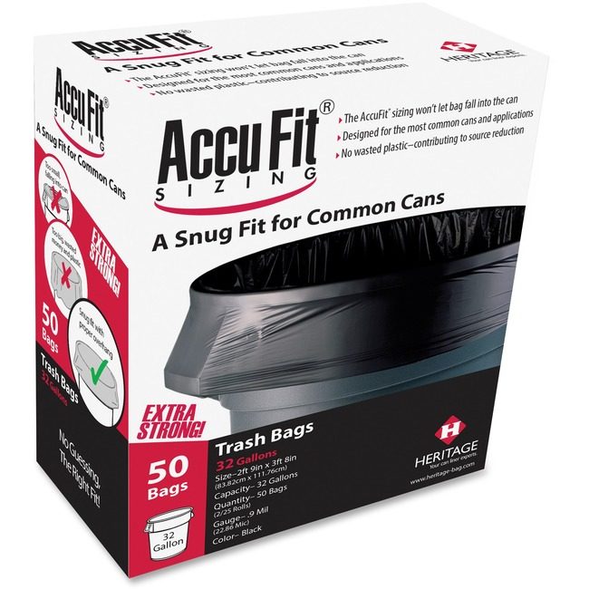 Heritage Bag / Novolex Liner Can 32GAL Black 55LB HERH6644TKRC1