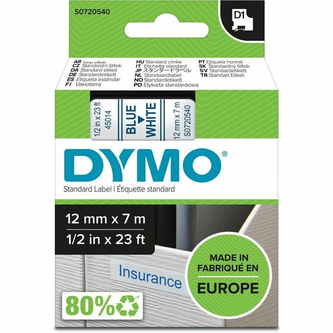 Newell Brands DYMO Cartridge Tape 1/2" Blue/White DYMS0720540