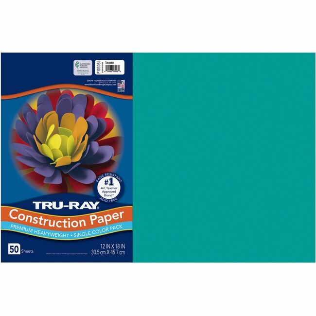 Pacon Corporation Paper Const 12X18 Turq 50SH PAC103039