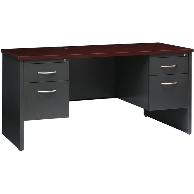Lorell Desk 24"X60" DBL PED Ch/Mh LLR79160
