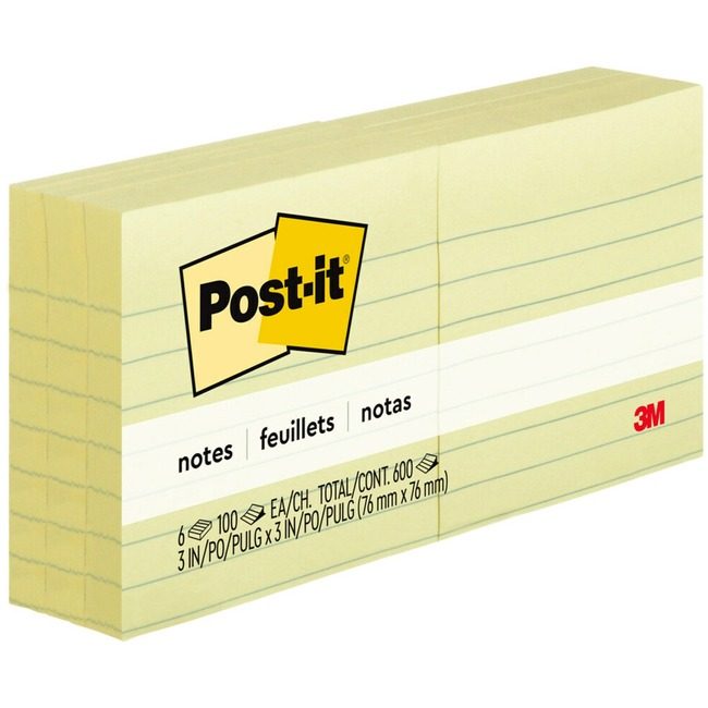 3M Company Notes Post-It 3X3 6 Pack Lined MMM630-6PK
