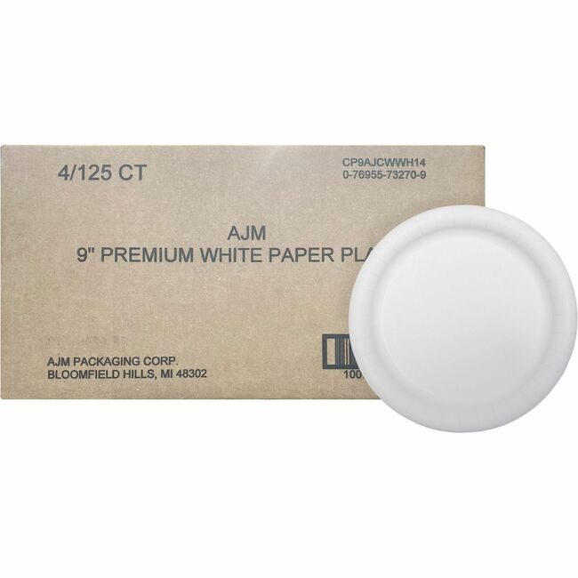 AJM Packaging Corporation Plate Ppr Claycoat 9" We AJMCP9AJCWWH1