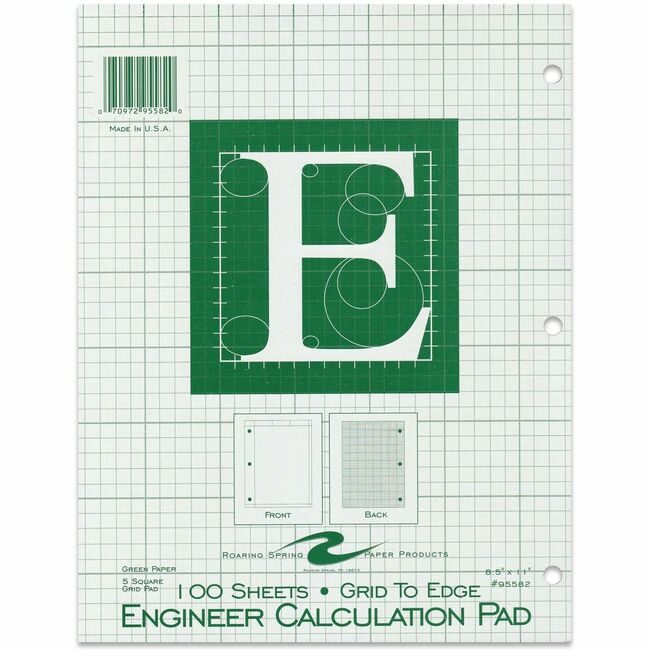 Roaring Spring Paper Products Pad Engineers 100SHEET Green ROA95582