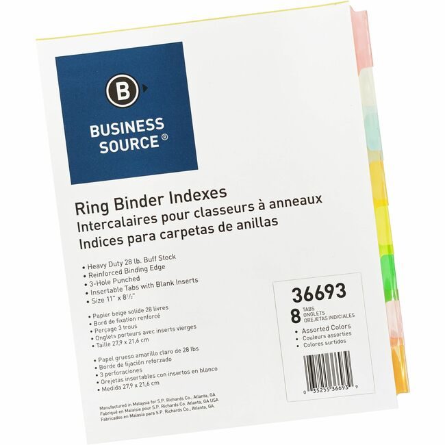 Business Source Divider Insert 8-TAB Multi BSN36693BX