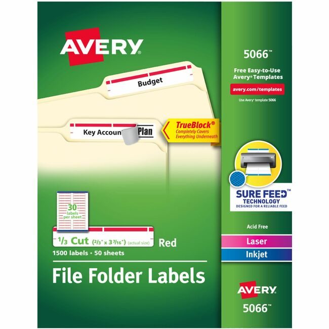 Avery Products Corporation Label Fldr Perm Lsr/Inkj Red AVE5066