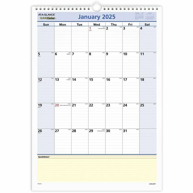 ACCO Brands AT-A-GLANCE Calendar Wall Qcknts 12X17 AAGPM52-28