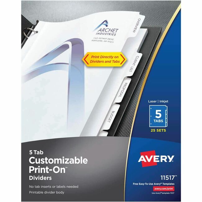 Avery Products Corporation Dividers Print-On 5TAB 25ST AVE11517