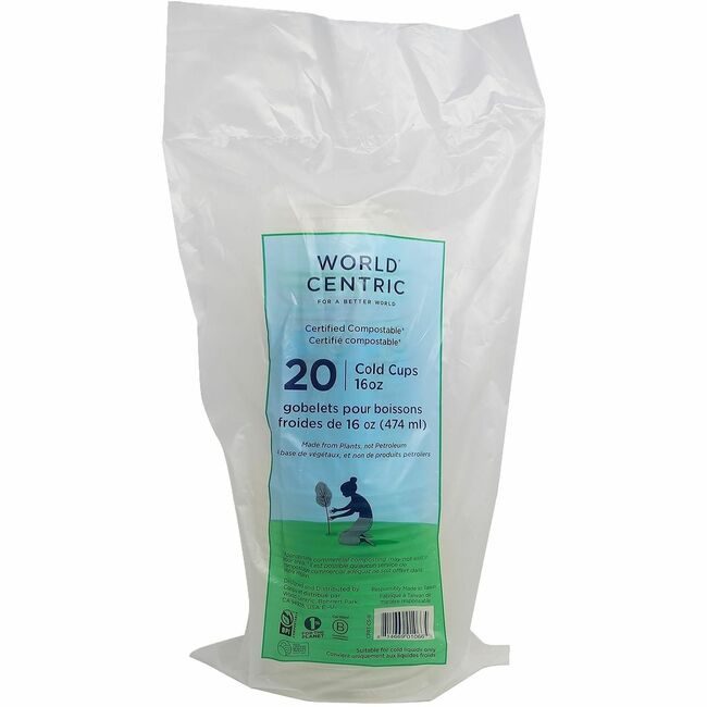 World Centric Cup 16OZ Clear 20 Pack WORCPRTCS16