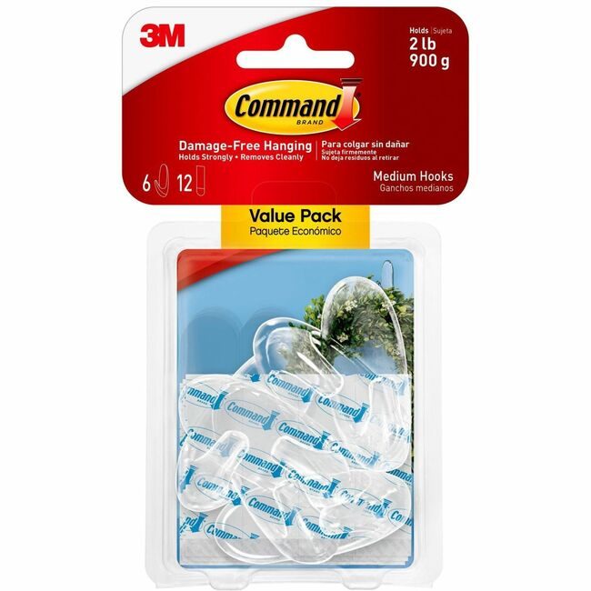 3M Company Hook Command Strips Medium Clear MMM17091CLR6ES