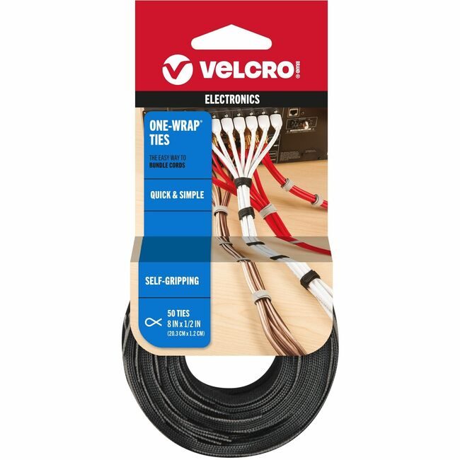 VELCRO Brand Velcro Companies Brand Fastener Reusable Ties Black VEK90924