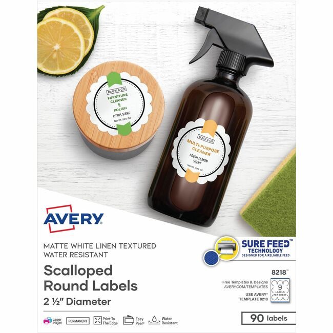 Avery Products Corporation Label Textured Scallop Rd AVE8218