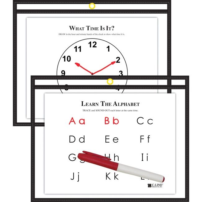 C-Line Products Pocket Dry Erase 9X12 Black CLI40711