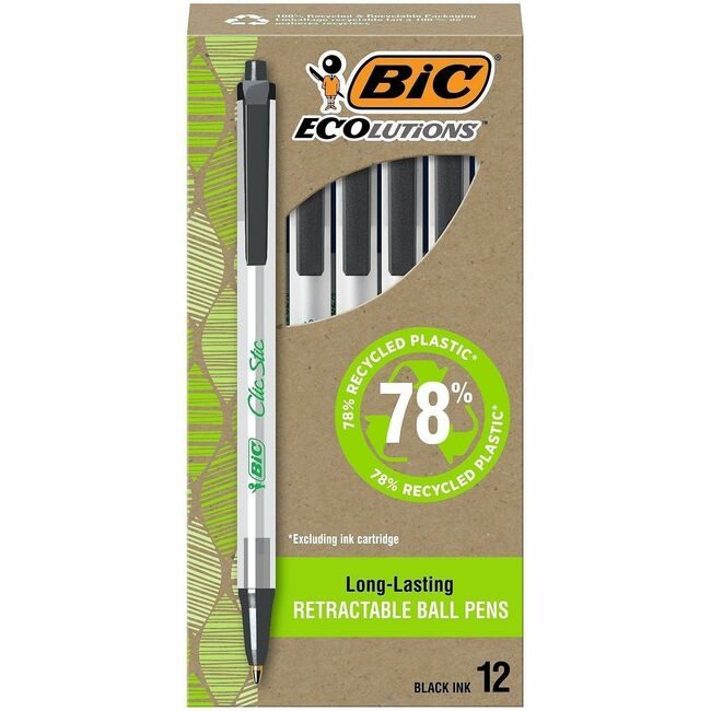 BIC Corporation Pen Clicstic Ecolu Medium Black BICCSEM11BK