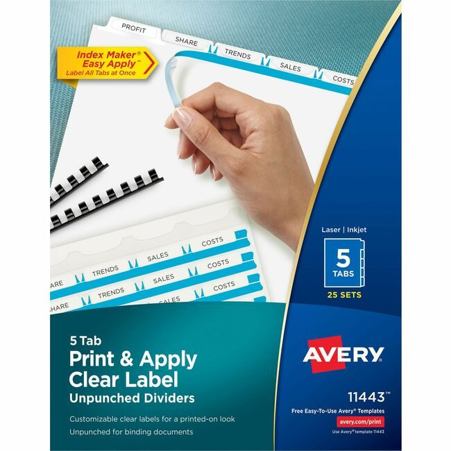 Avery Products Corporation Dividers Unpnchd 5TAB White AVE11443