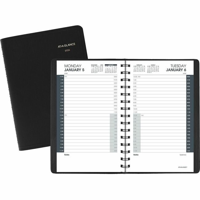 ACCO Brands AT-A-GLANCE Book Appt Daily 24HR 5X8 Black AAG70-203-05