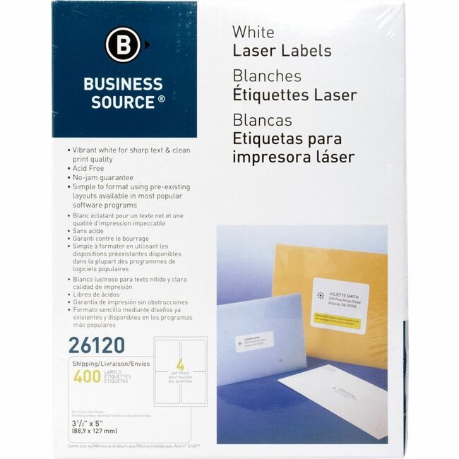 Business Source Label Ij/Lsr 3.5X5 We 400 BSN26120