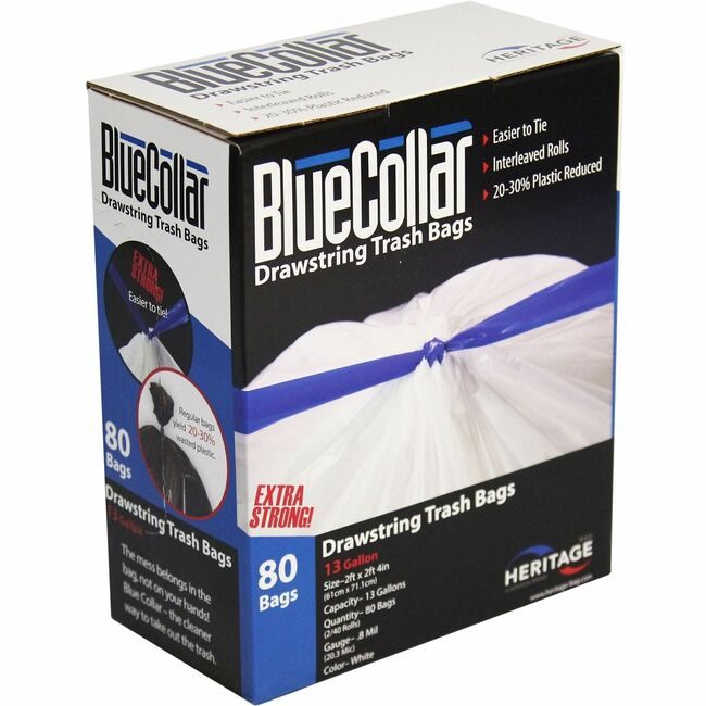Heritage Bag / Novolex Liner Can 13GAL White 45LB HERN4828EWRC1