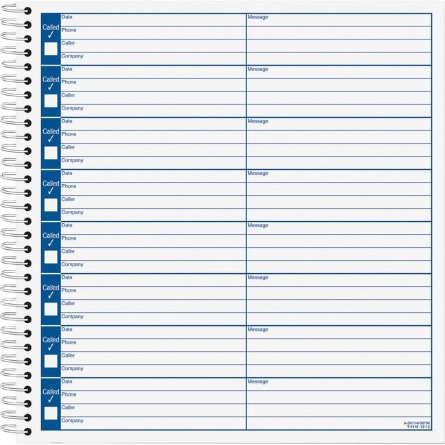 TOPS Products Book Log Voicemsg 8.5X8.25" TOP4416