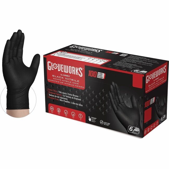 AMMEX Glv Rdt Blk Nitrile Pf Xl AMXGWBN48100