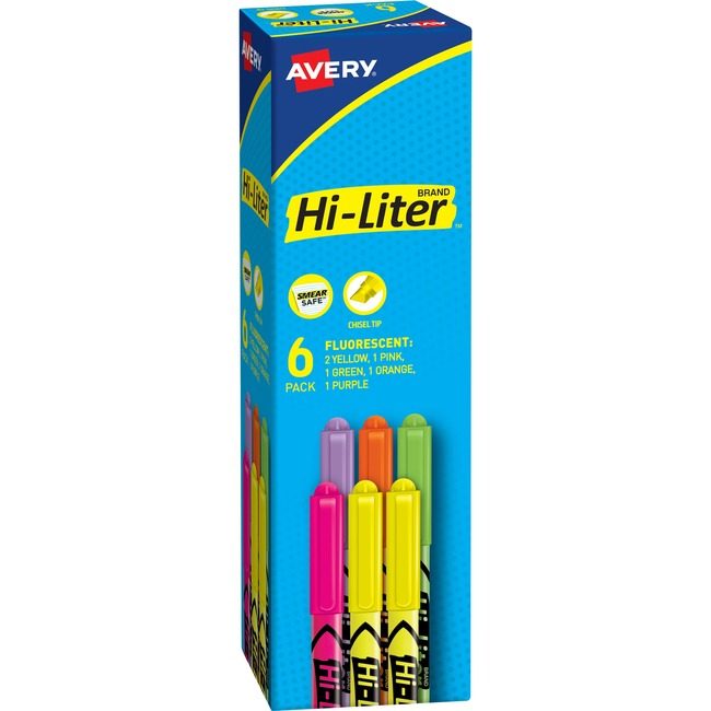 Avery Products Corporation Highlighter Pen 6 Pack AVE23565