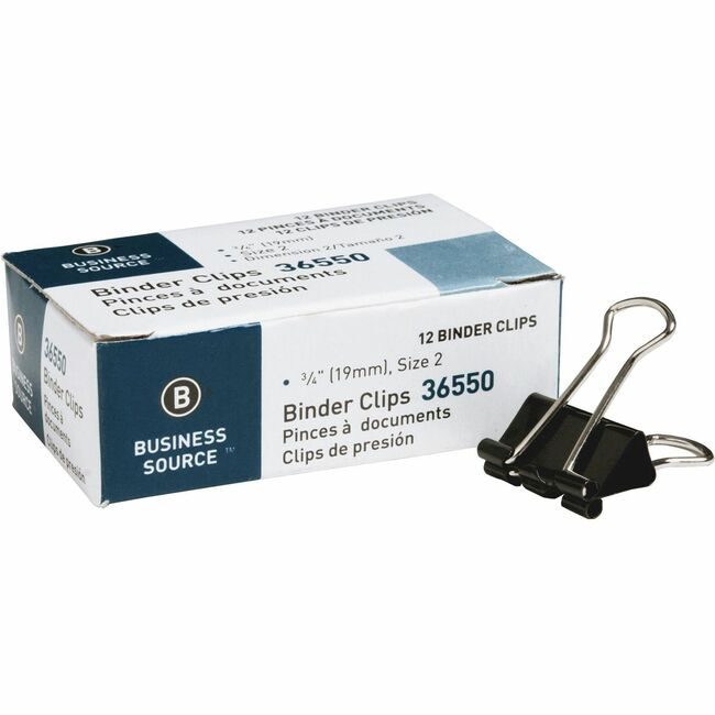 Business Source Clip Binder Small 12PC Black BSN36550