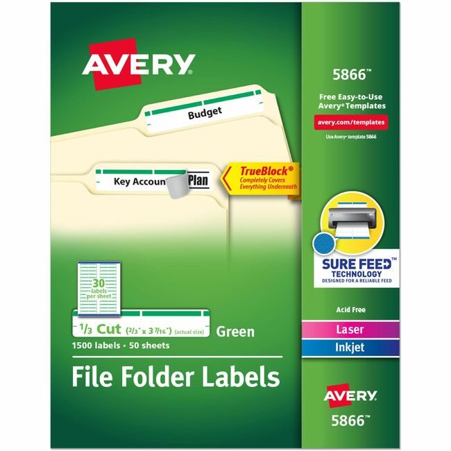 Avery Products Corporation Label Fldr Perm Lsr/Inkj Green AVE5866