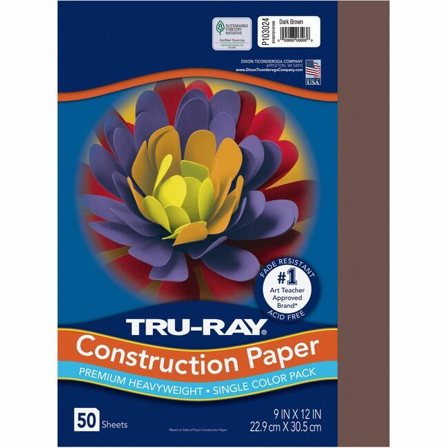 Pacon Corporation Paper Const 9X12 Drkbn 50SH PAC103024